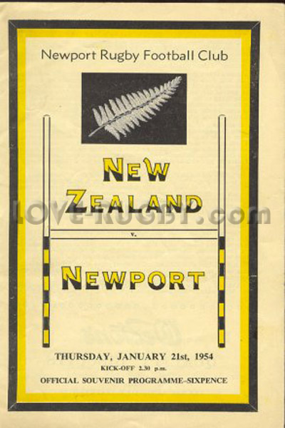 1954 Newport v New Zealand  Rugby Programme